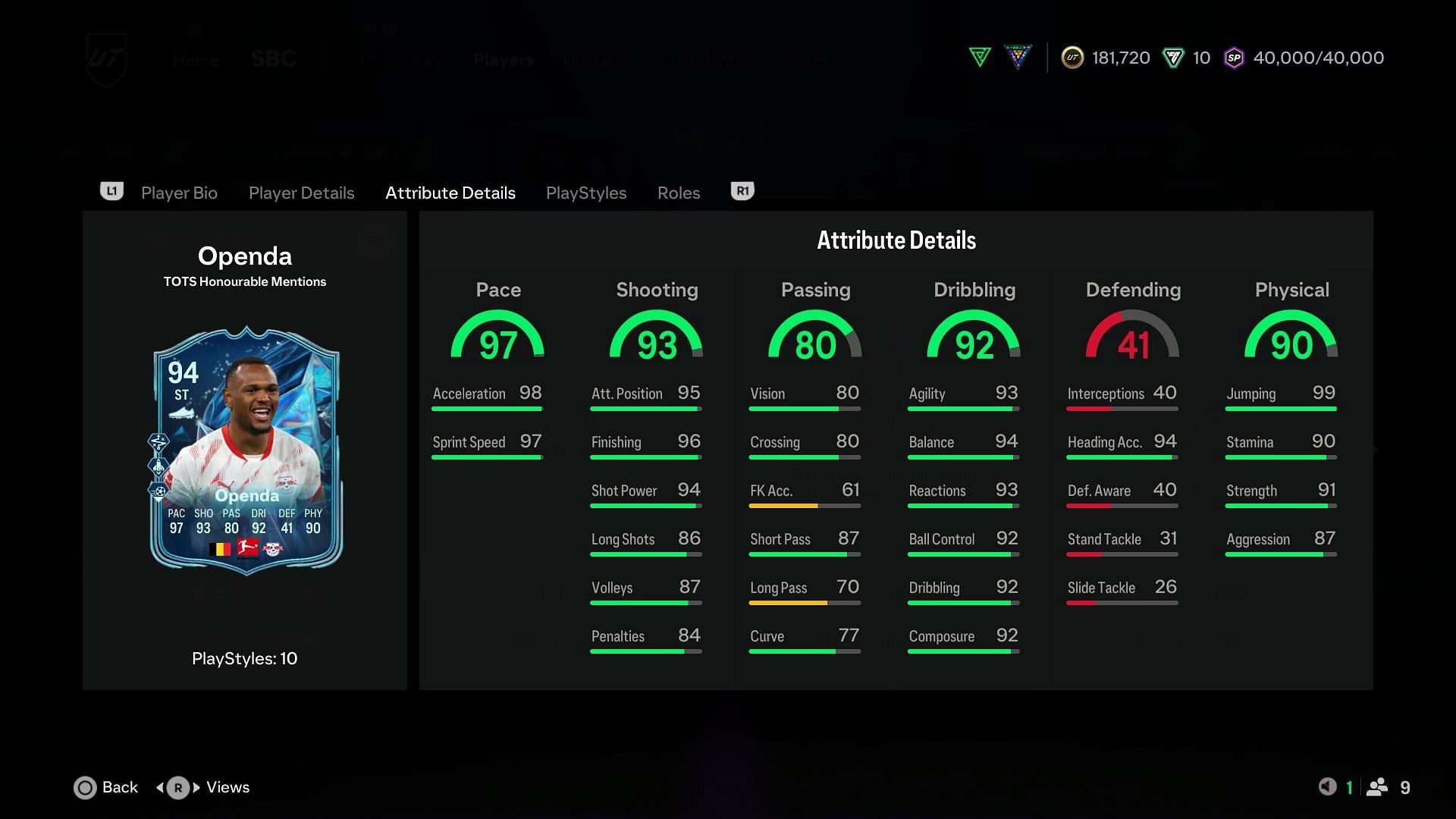 Les statistiques (image via EA Sports)